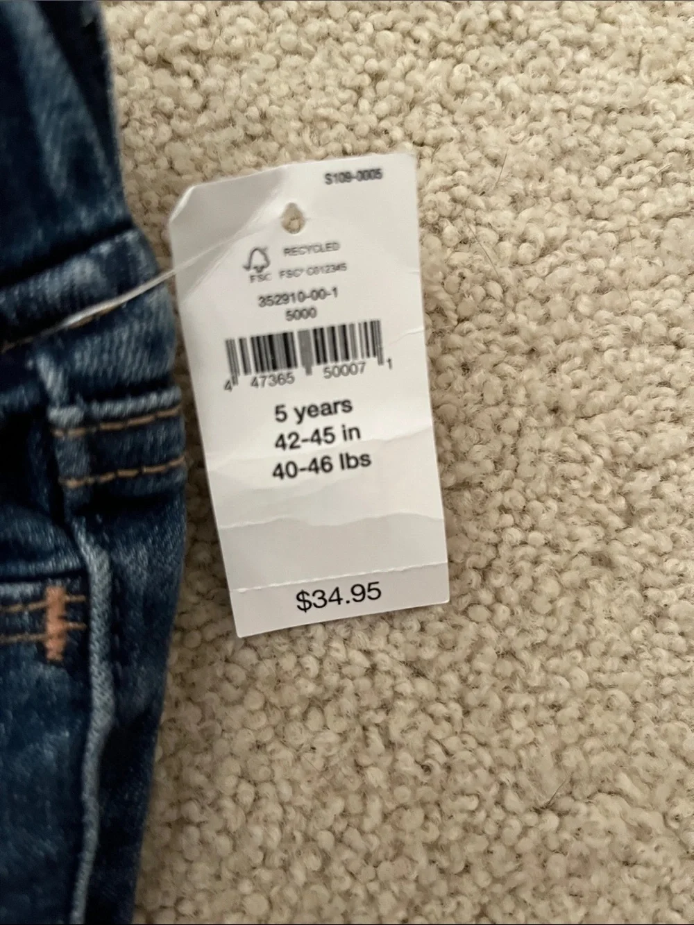 BabyGap Dark Blue toddler Pull-On Straight Jeggings. Size 5.